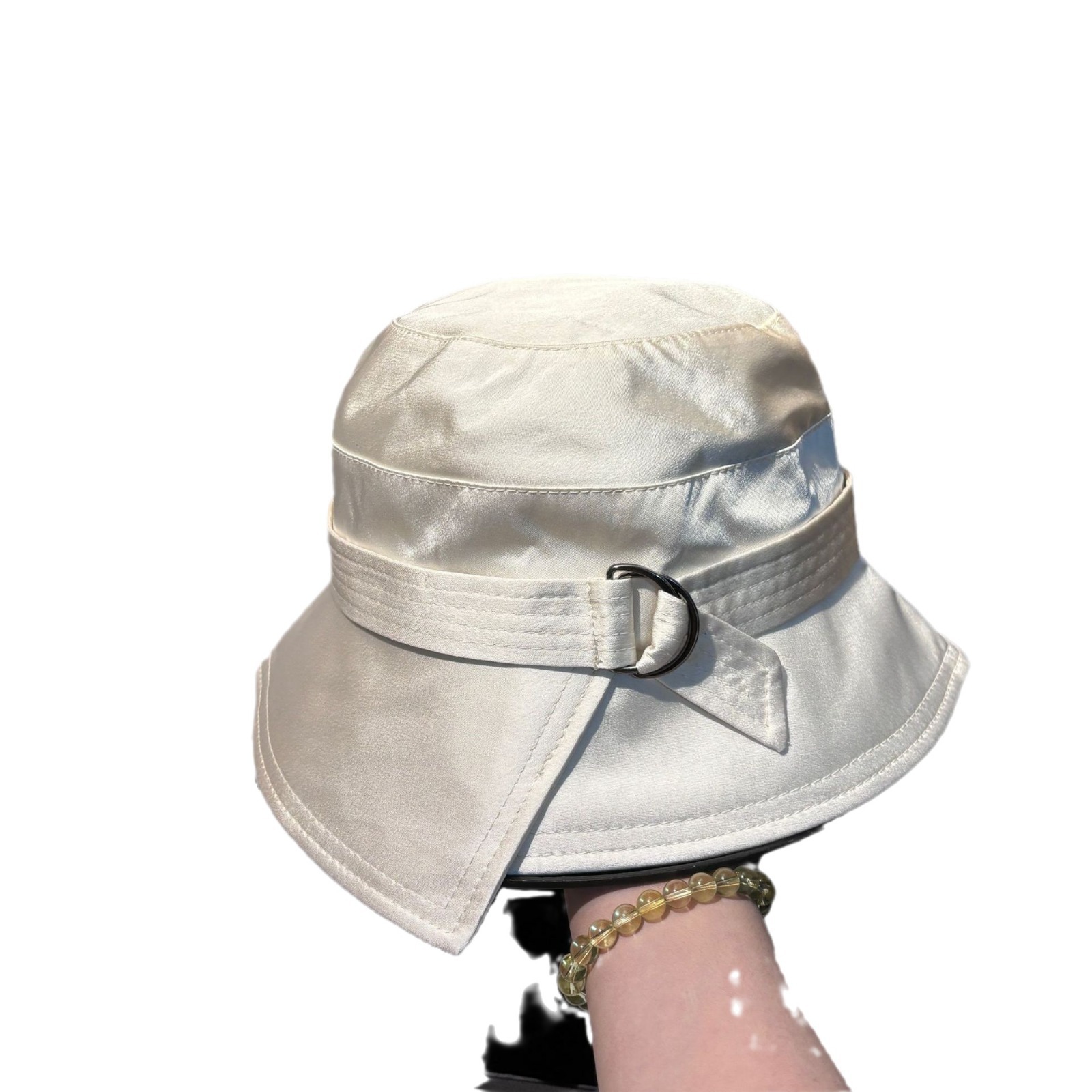 Spring/Summer New Acetate Fabric Belted Bucket Hat - Fashion Casual Youthful Versatile Luxury Designer Hat For Women - Thumbnail 5