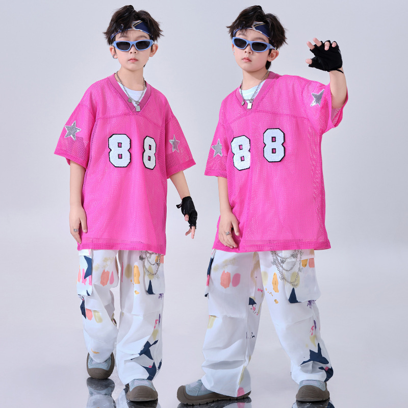 六一儿童街舞潮服男童嘻哈hiphop演出服少儿炸街潮炫酷表演服夏季