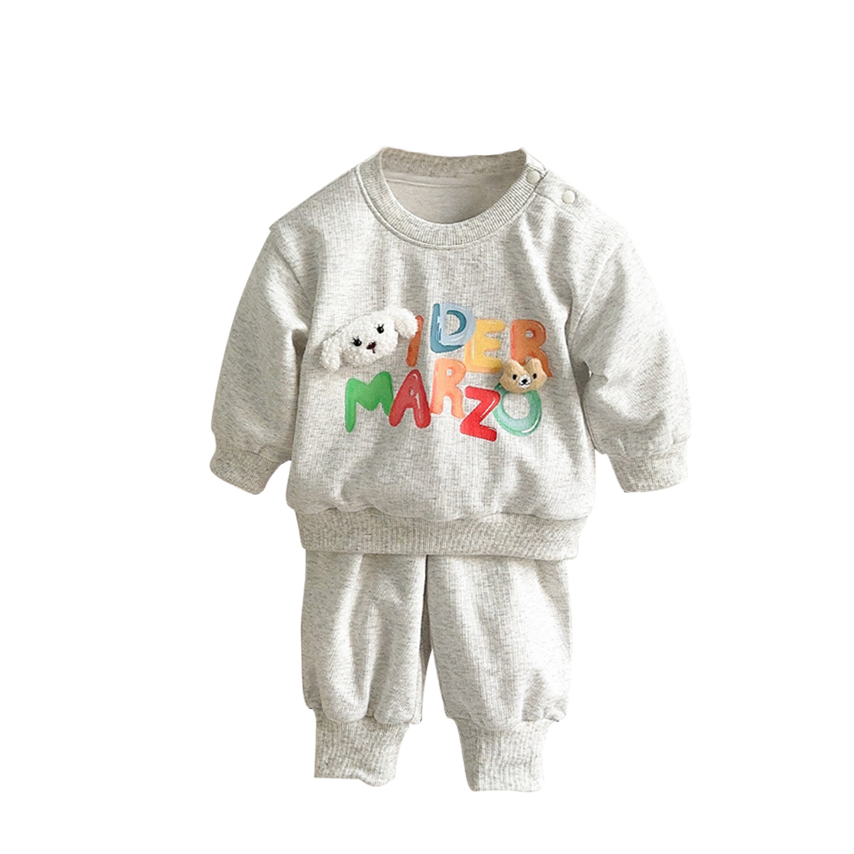 Ropa de salida para niños Ropa de primavera Ropa para niños coreanos Traje de primavera y otoño para bebés Suéter impreso para bebés Pantalones de dos piezas