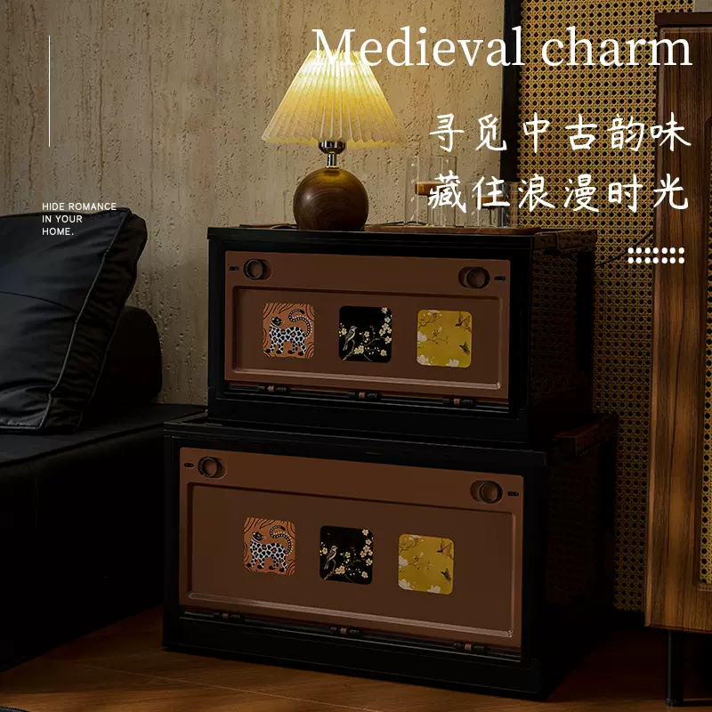 家用中古风衣服收纳箱大容量防尘柜收纳筐高档可折叠多功能整理箱