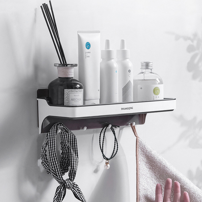 Estante de almacenamiento de baño sin perforaciones inodoro montado en la pared estante de almacenamiento de gancho multifuncional