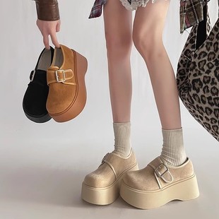 Retro Trendy Forest-Style Baotou Half-Slippers for Women 2025 Spring New Height-Increasing Thick-Soled High-Heeled Birkenstocks for Small People