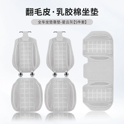 Set of Seven Pieces, Suitable for All — Four Seasons Pad - nebula-gray-latex-cotton-front-and-rear-seat-cushions-backrest-5-piece-set-piece