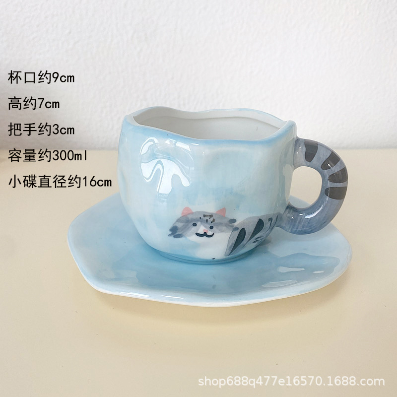 韩国インスタ风不规则手握りセラミック手描き花コーヒーカップ高颜値朝食カップラテカップ|undefined