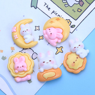 New Mid-autumn moon cake Rabbit jewelry diy resin accessories keychain hairpin hair rope phone case material package