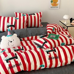 新款ins童趣風卡通全棉四件套多巴胺少女可愛純棉被套床笠三件套