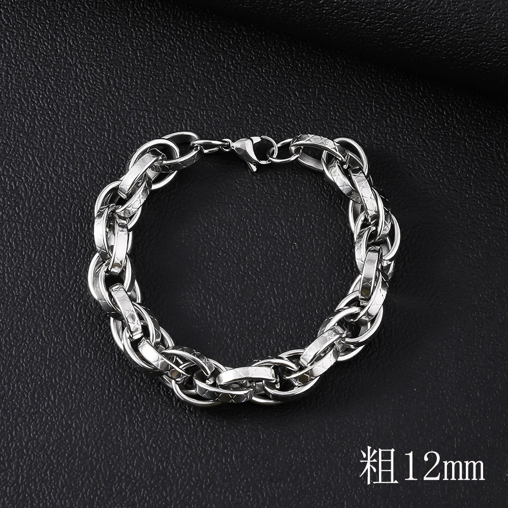Stainless Steel Cuban Bracelet For Men Simple Bold Punk Style_voghion.com