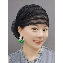 早秋款包头帽遮白发03新款时尚薄款蕾丝碎发盘发神器头巾帽子女