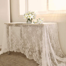 廠家現貨蕾絲桌布150*300cm 白色蕾絲婚禮裝飾布餐桌搭配外貿款式