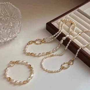 Retro Irregular Natural Baroque Pearl Necklace Elegant One Multi-Wearing Clavicle Chain Adjustable Sweater Chain