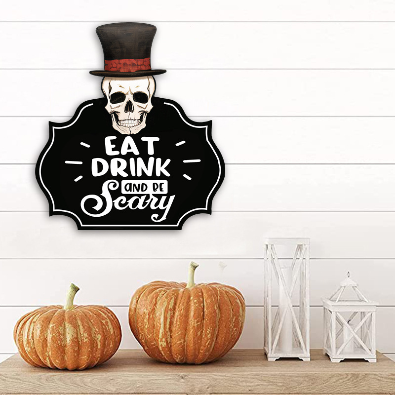 ハロウィンスカル装飾ドアタグハロウィンウェルカムサイン木製タグ家の装飾壁装飾タグ|undefined