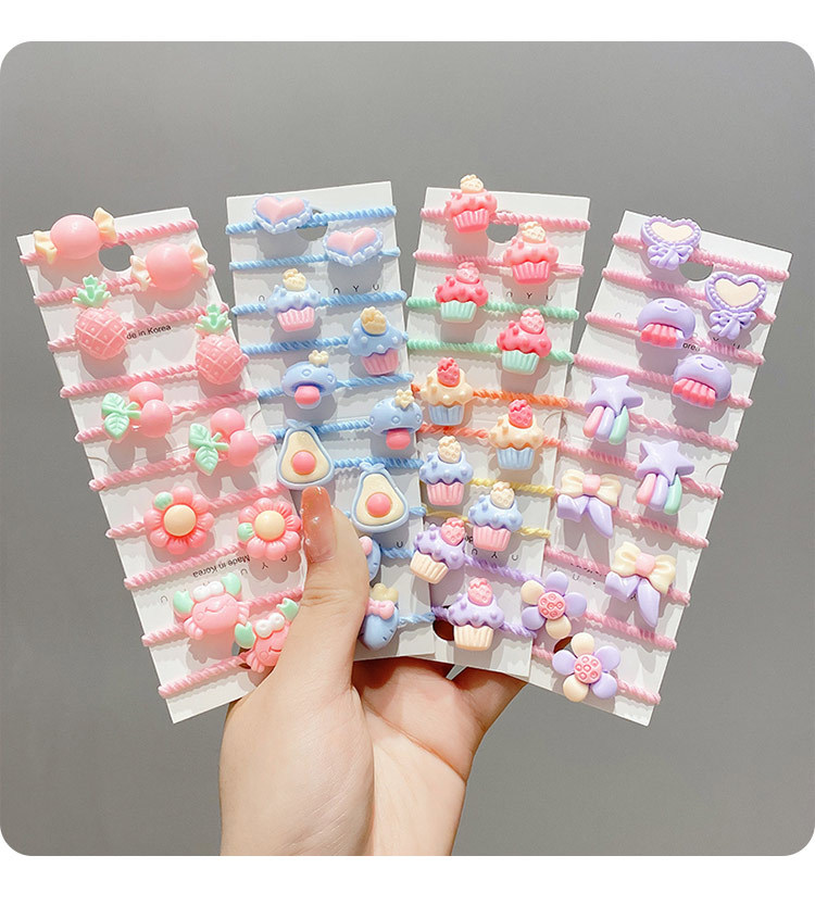 Elegant Rainbow Fruit Flower Arylic Cloth Rubber Band 1 Set display picture 5