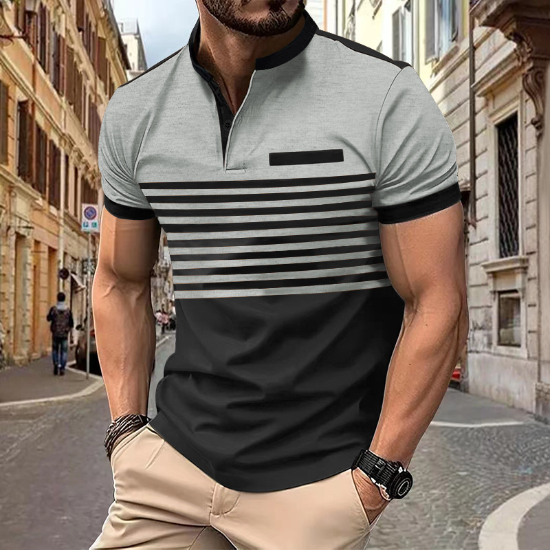 Instagram 2024 Summer Rask Selger POLO Glidelås Poloskjorte for menn med trykt stripe_voghion.com
