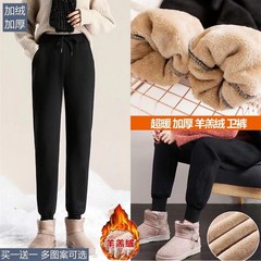 カジュアルパンツの女性秋冬の新商品にベルベットをつけて、腰の小さい足のズボンの羊の小毛を厚くして保温します。