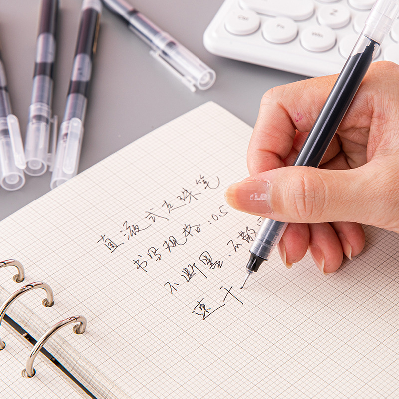 Plastic Material Solid Color Pattern Preppy Style Style Portable Quick-drying Needle Head Office Signature Pen