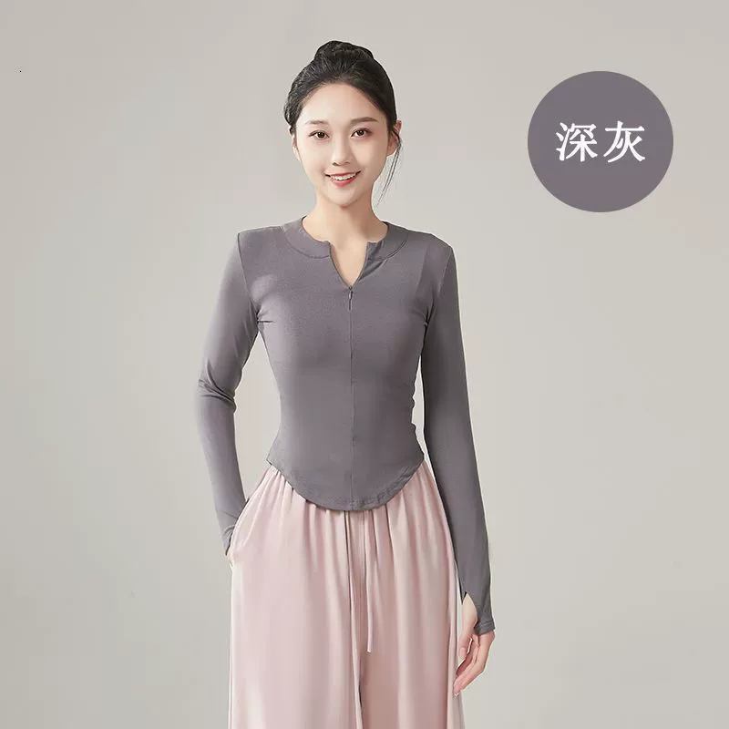 Современный танцевальный топ костюм Йога с длинными рукавами тренировочный костюм для взрослых костюм черный осенний и зимний танец классический танец