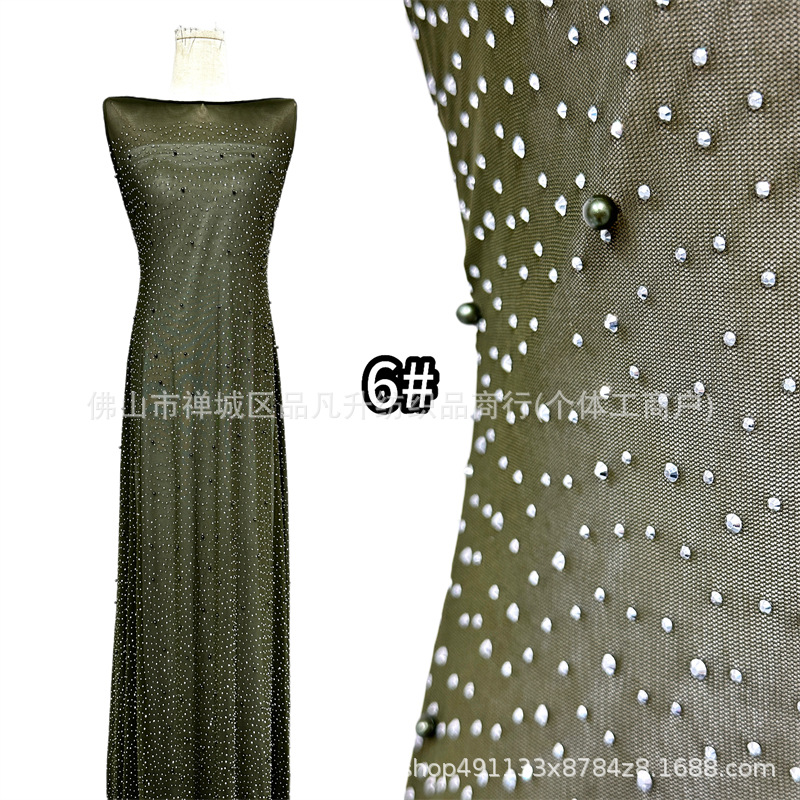 Nuevo full sky star perla caliente tela de malla de perla multicolor mano clavado cuentas para el pecho vestido de noche tela de boda