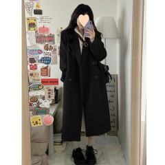 2025 autumn and winter medium-length over-knee woolen coat for women with small high-end new style cotton thickened woolen coat