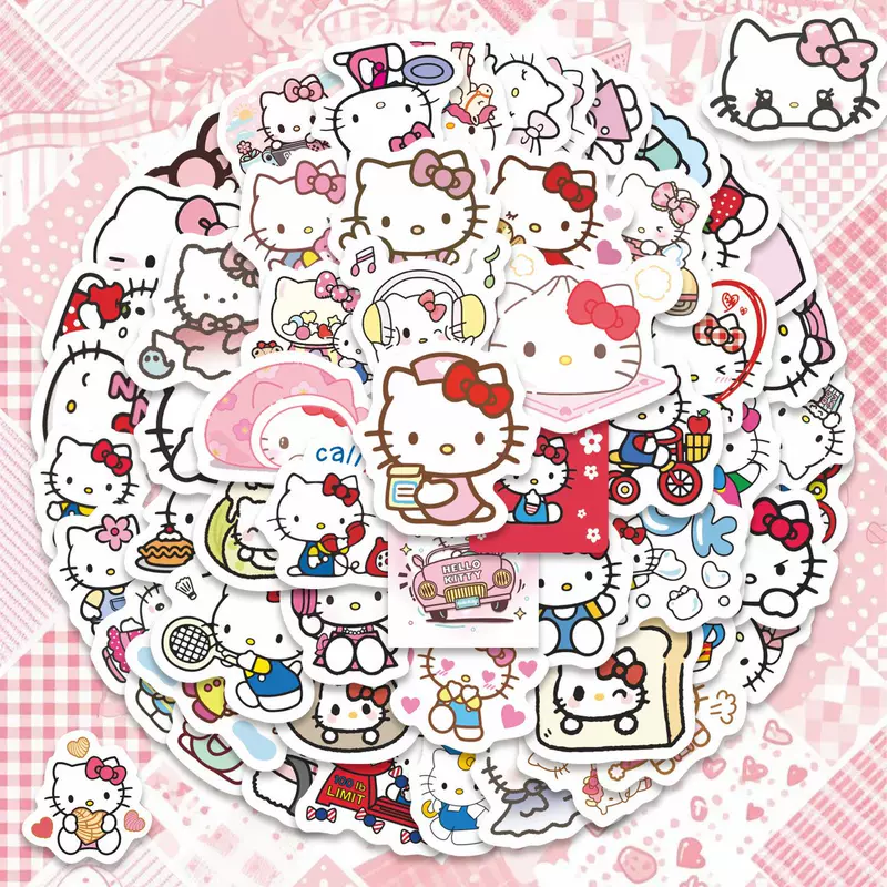Набор наклеек (Hello Kitty) с милыми рисунками: телефон, скейтборд, гитара, 9×8 см