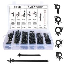 批发盒装65PCS汽车车身线束固定塑料卡扣 尼龙卡子 捆绑线束带