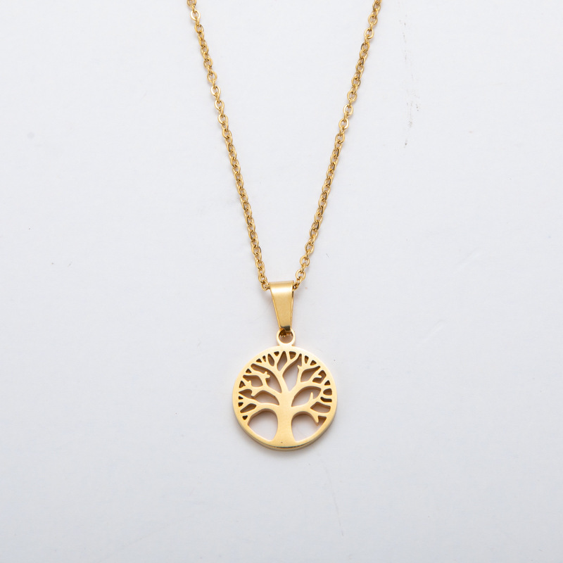 Fashion Round Tree Stainless Steel Plating Pendant Necklace 1 Piece