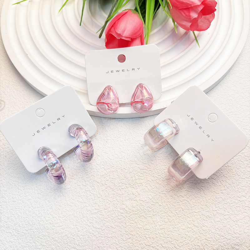 Acrylic Material 1 Set Simple Style Water Droplets Plating Arylic Earrings