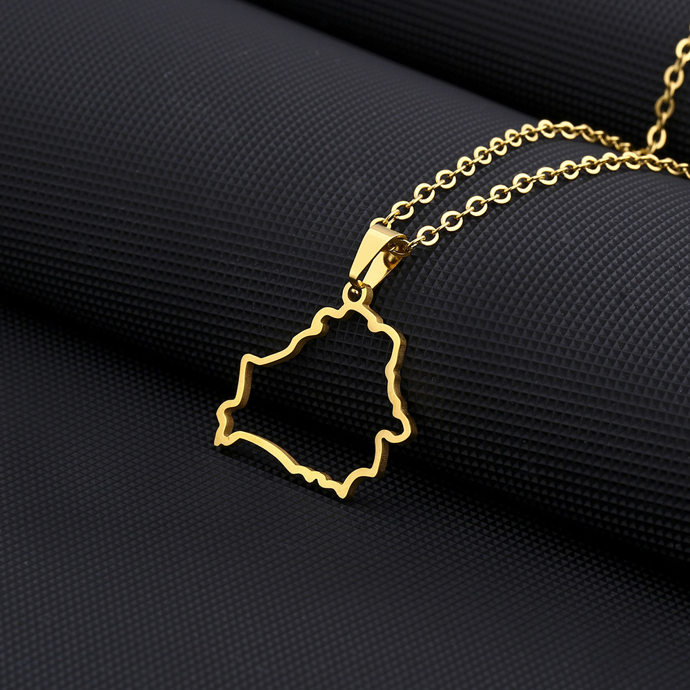 Collar de estilo hueco de oro bielorruso hueco de acero de titanio de moda Collar de pareja con colgante geométrico para hombres y mujeres