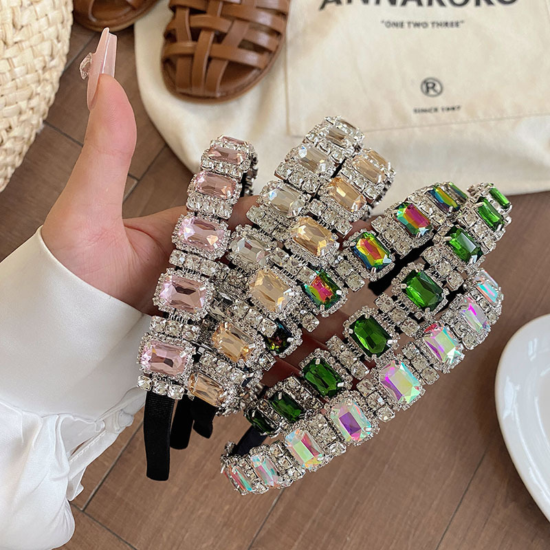 Nicho de alto grado completo diamante diadema temperamento Super brillante borde Delgado diadema moda reina barroca horquilla lavado de cara tocado