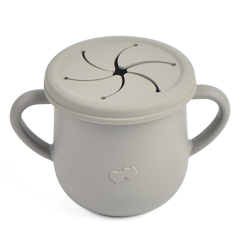 Silicona de grado alimenticio para niños snack Cup mango binaural portátil resistente a la caída con taza de paja de bebé taza de bebida de silicona