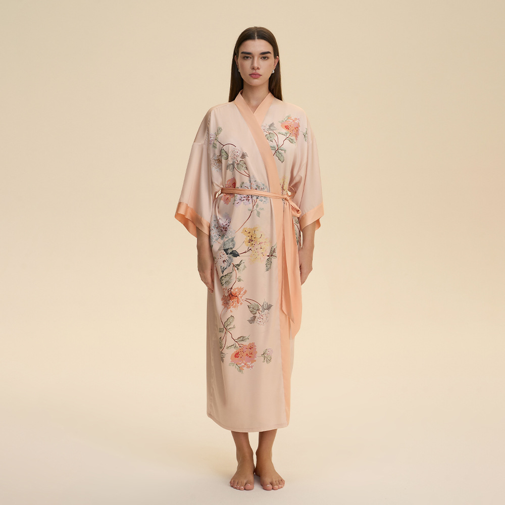 Yaoting Europa y los Estados Unidos nuevo satén pijama de tamaño grande mujer primavera y otoño delgada camisa larga de mangas largas ropa de casa WP5021