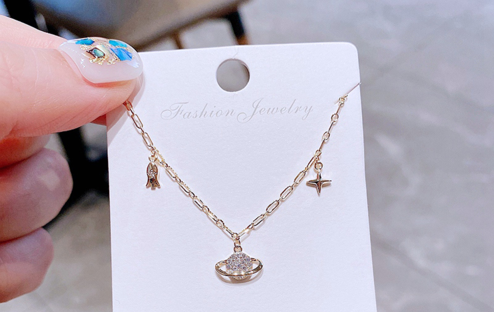 small planet pendant copper inlaid zircon necklace wholesale nihaojewelry