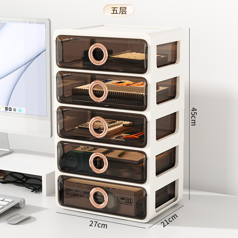 Luz de lujo tocador caja de cosméticos producto de cuidado de la piel estante de almacenamiento caja de almacenamiento de cosméticos cajón transparente estante de almacenamiento de escritorio