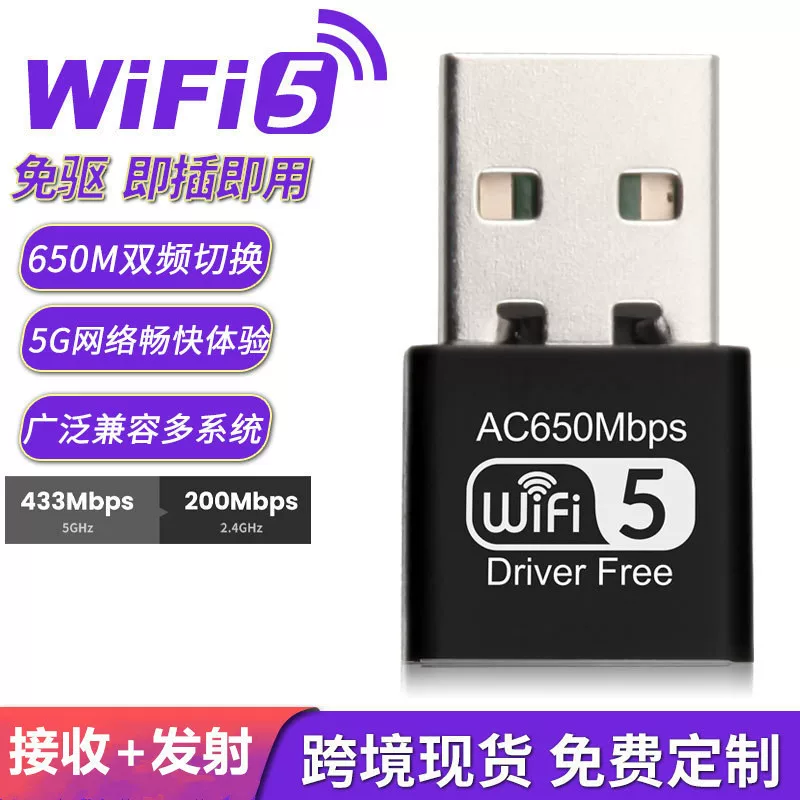 AC650M двухдиапазонный беспроводной USB адаптер для ноутбука дома 5G WIFI приемник без драйвера