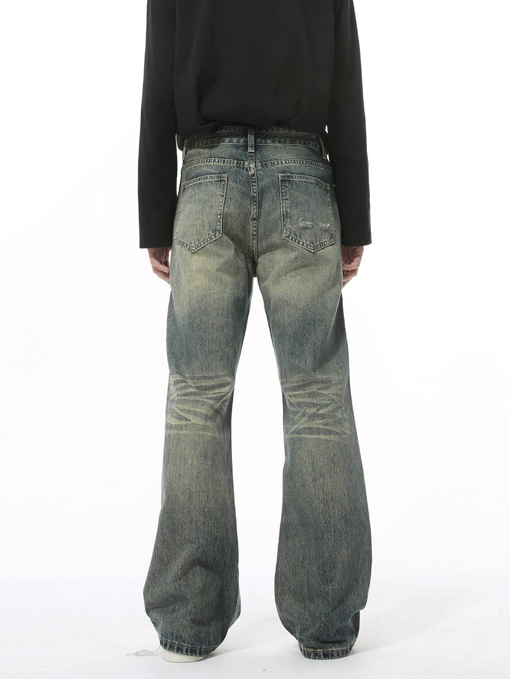 MTLCLOTHES Hombres| Nuevos productos de otoño pantalones agujeros de la calle, piernas largas sueltas lavadas con agua para hacer pantalones rectos viejos