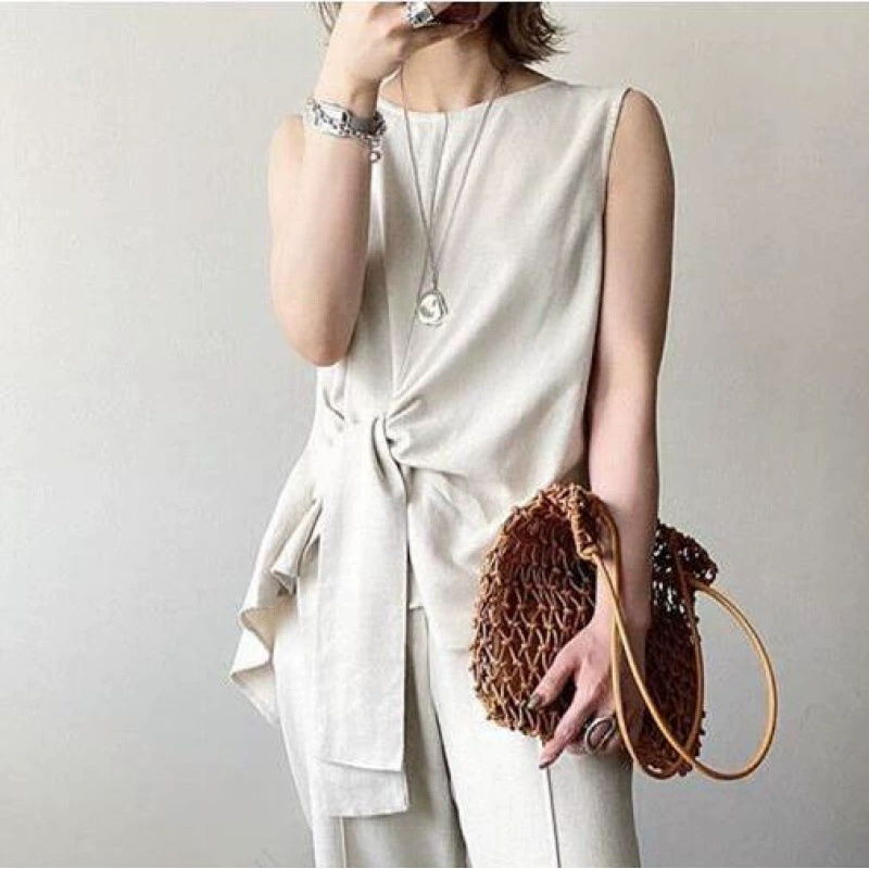 Иностранные темпераментные женские рубашки 2022 новые японские и корейские женские модные асимметричные топы без рукавов стройные рубашки для студентов