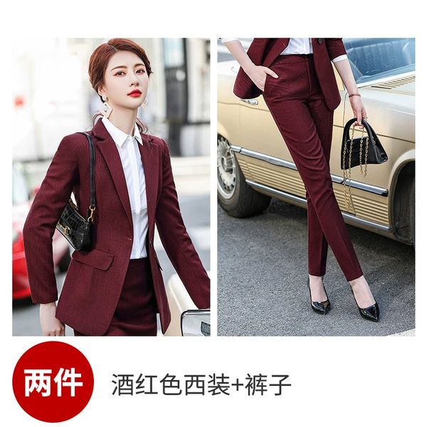 YQ-A107 burgundy jacket+B106 pants