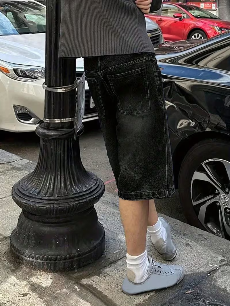 Shorts en jean stretch pour homme coupe relax décontracté_voghion.com