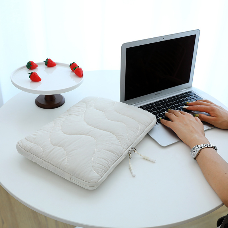 Korean Quilted Embroidered Simple Laptop Bag 14inch iPad Tablet Inner Sleeve High-End Water Ripple Storage Bag