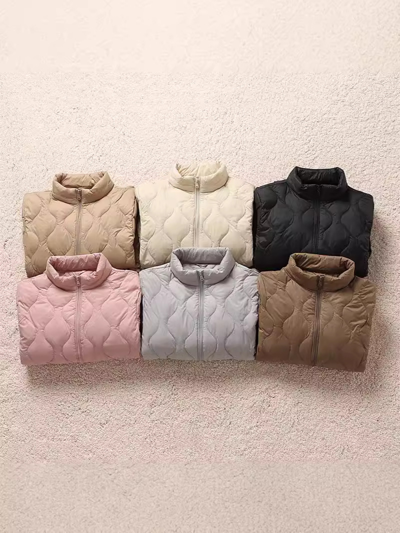 Otoño y invierno, cuello vertical, ligero y delgado, nuevo abrigo de plumón corto, 2024 versátil, ligero y delgado, ropa interior