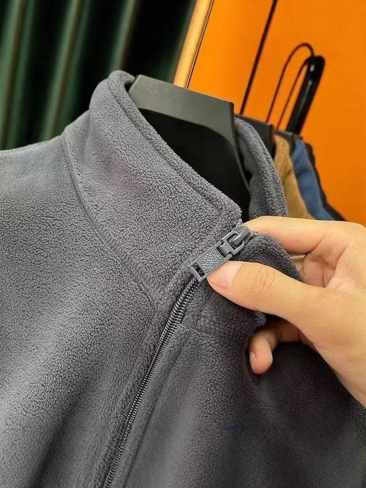 Chaleco Térmico de Cierre con Cuello Alto para Hombre de Tela Polar para Uso Casual