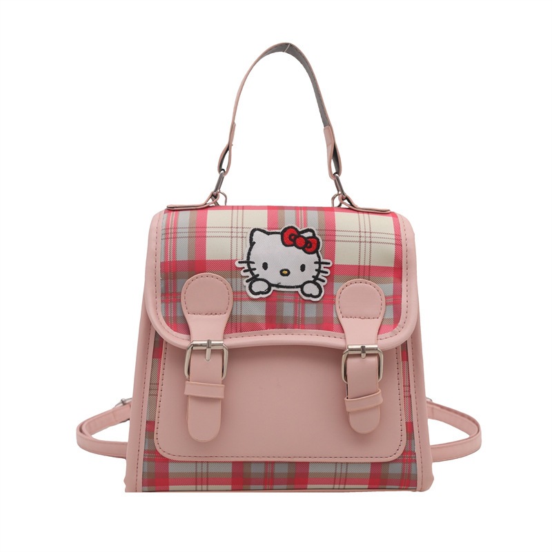 Mochila de niños de estilo casual de nicho de placas 2024 nueva mochila pequeña color contraste simple mochila portátil