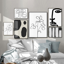 北欧抽象个性沙发背景墙画美式线条艺术客厅装饰画现代简约挂画