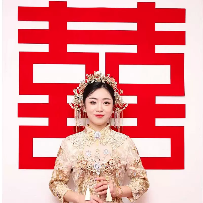 喜字工厂批发毛毡装饰门贴布置拍照窗花结婚绒布喜字贴婚礼布置