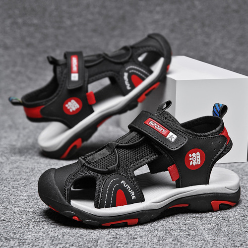 Boys' and Girls' Sandals, Closed-Toe Summer Flat-Soled Sports Shoes with Soft, Non-Slip Soles—Perfect for Beach Wear for Older Kids