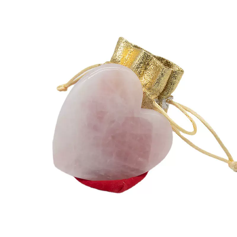 工厂直供粉晶玉石爱心刮痧板 桃心粉水晶 心形饰品摆件 爱心玉石