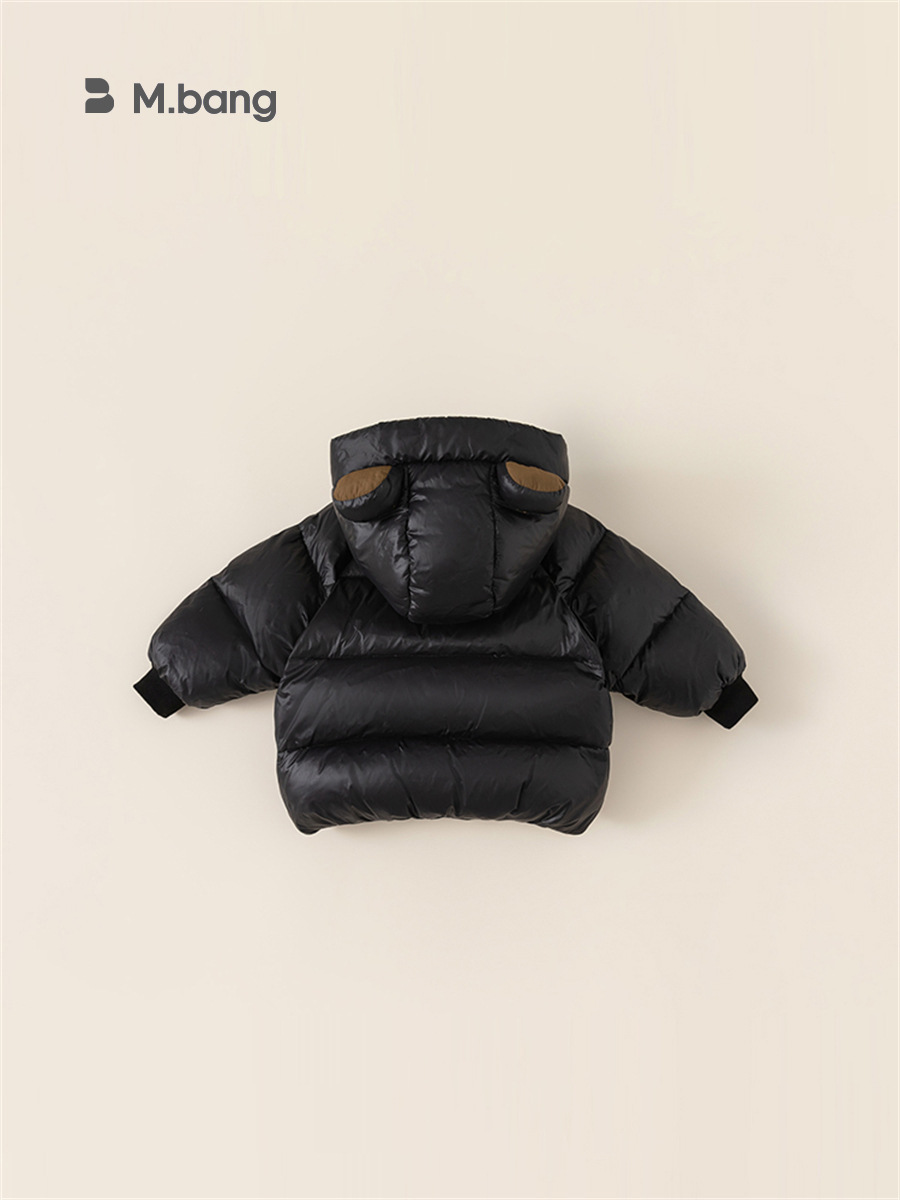 Ropa infantil Youbao, chaqueta de invierno con capucha de panda para niños pequeños, chaqueta de plumón de pato blanco, chaqueta de plumón para niños, triple protección negra y dorada, ropa para niños