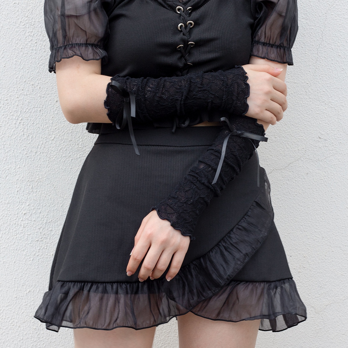 洛麗塔防曬 護袖綁帶半指蕾絲情趣配飾誘惑手袖制服袖套廠家批發