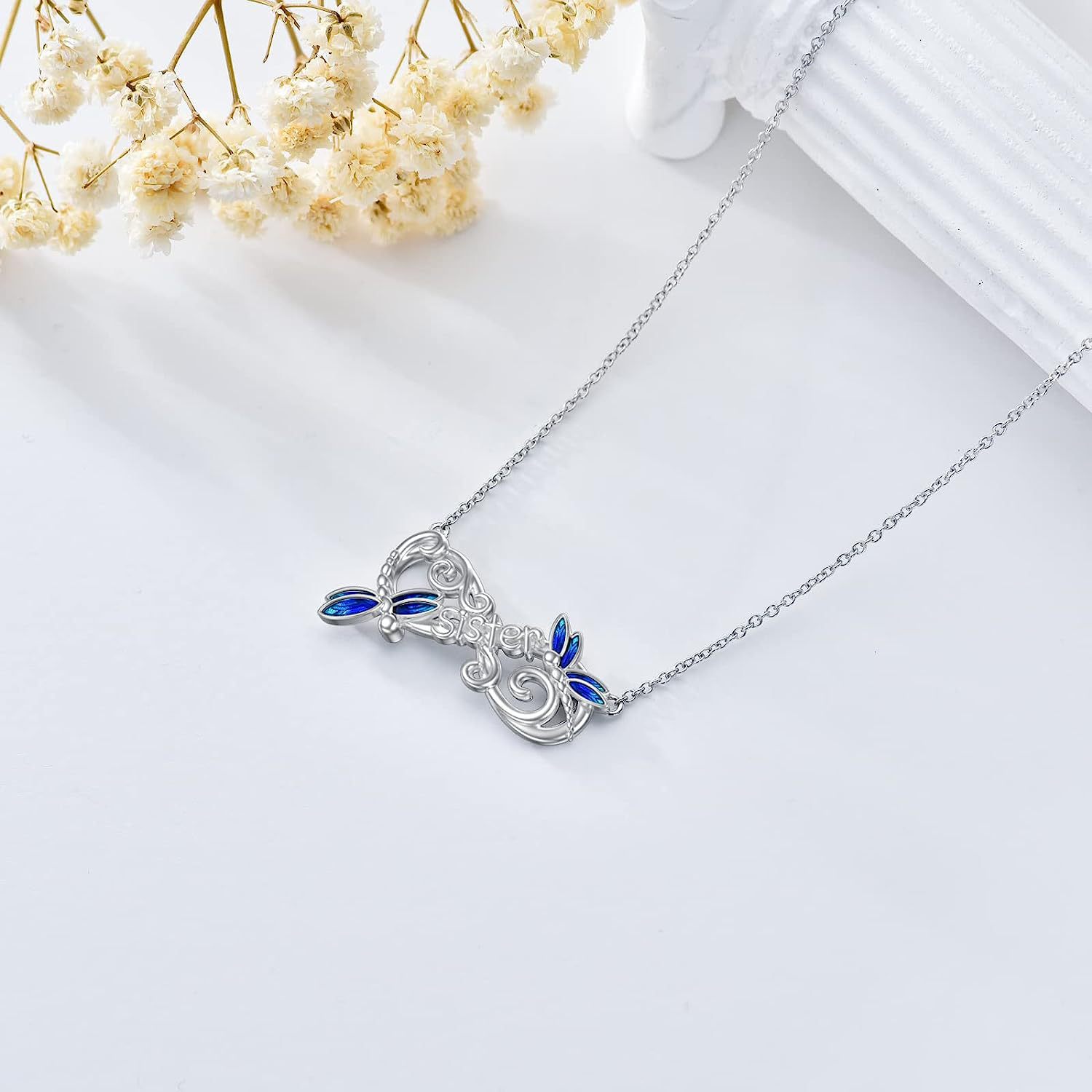 Collar hermana libélula para mujer, cadena de moda azul_voghion.com