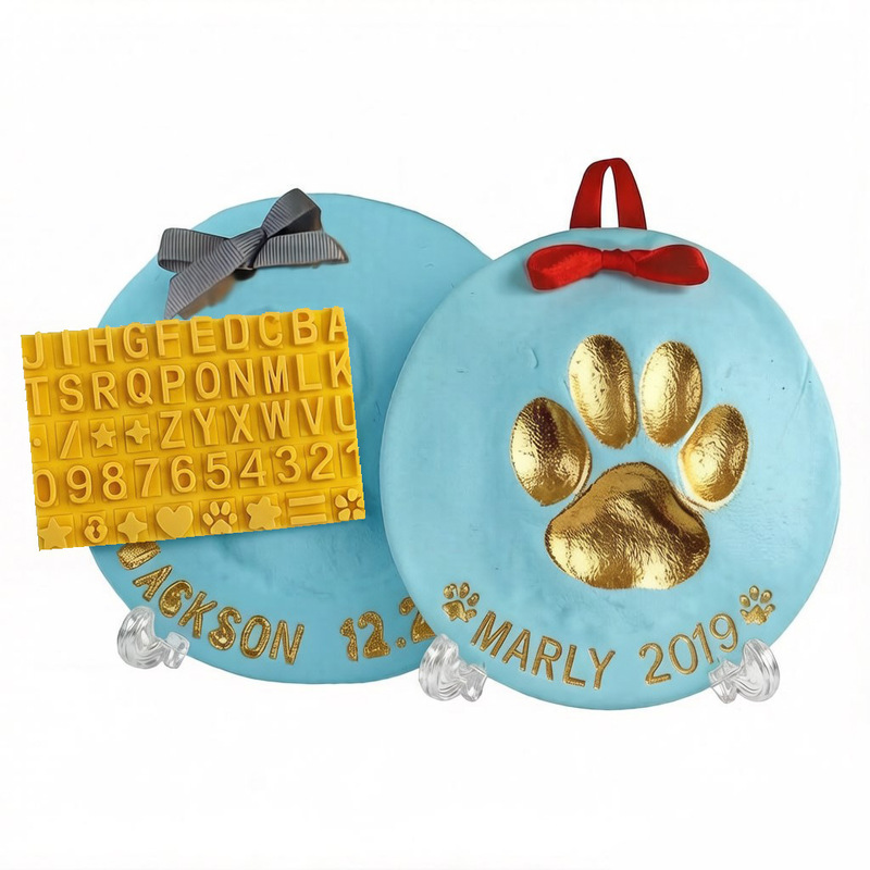 Pet Paw Print Baby Hand and Foot Print Souvenir Set Dog and Cat Paw Print Clay Christmas Tiktok Cross-Border Amazon