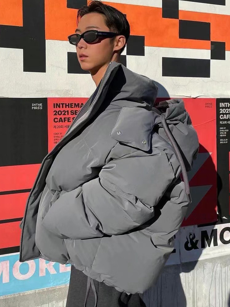 European goods high quality niche fashion brand high fluffy down jacket men and women same style 90 white duck down thickened hooded coat winter